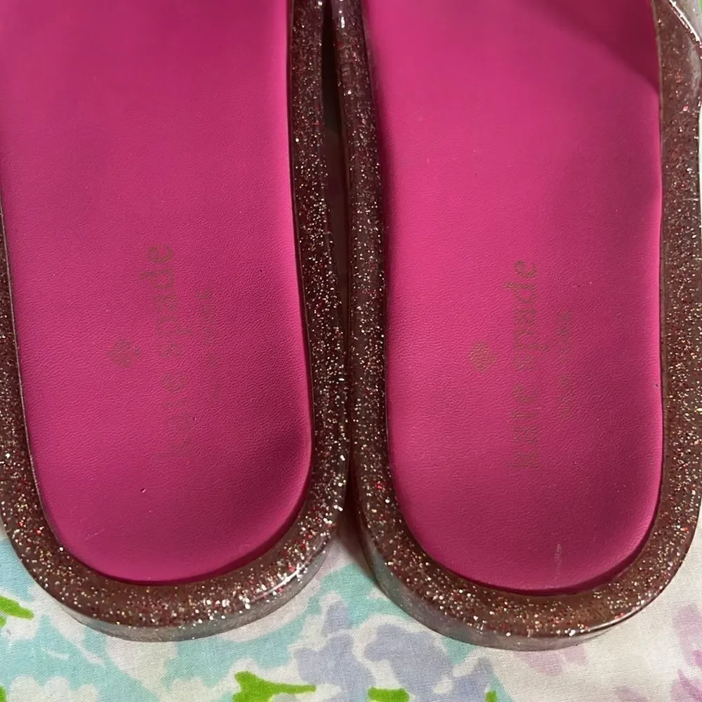 Kate Spade Jelly Slides Glitter Pink Flower - 8